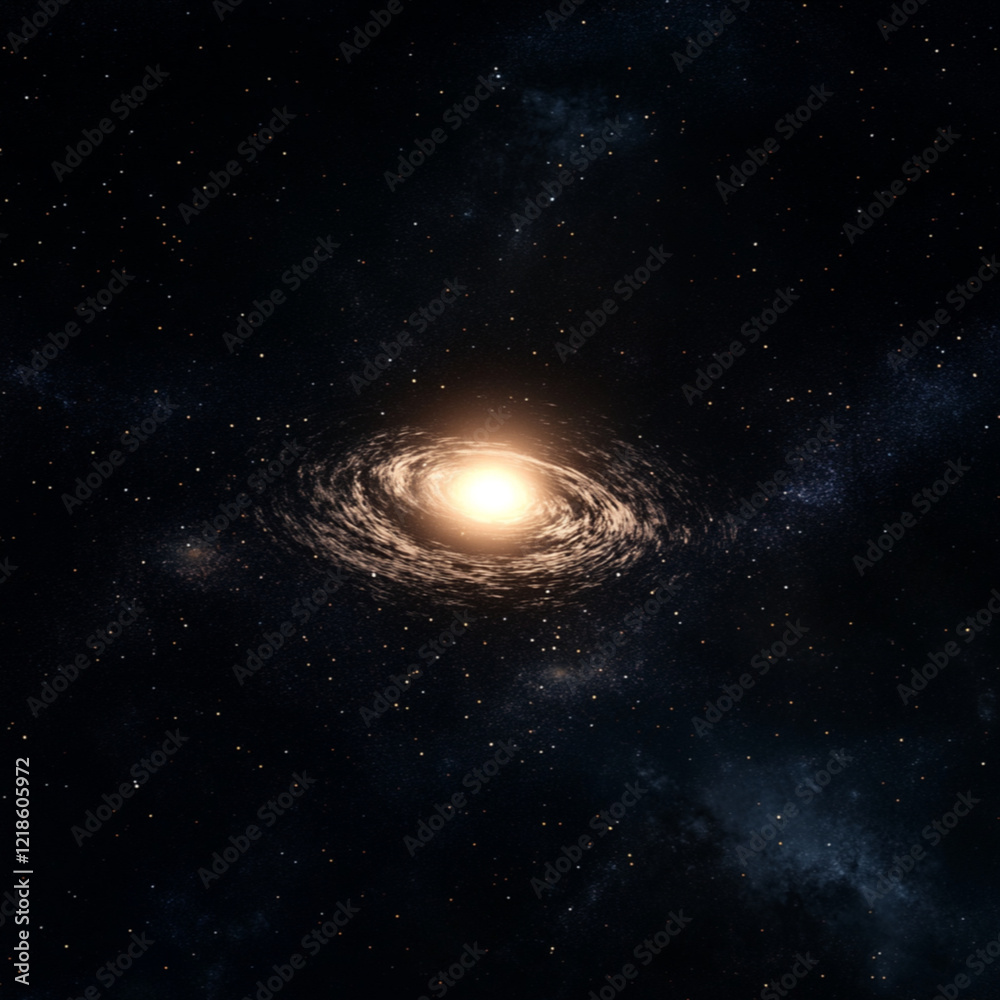 Fototapeta premium A small light rotates in outer space.