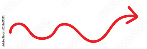 wavy curved Long arrow icon. long line arrow vector. flat style Arrow symbol. arrow on a white background. vector illustration. Simple line hand drawn Red arrow icon . 
