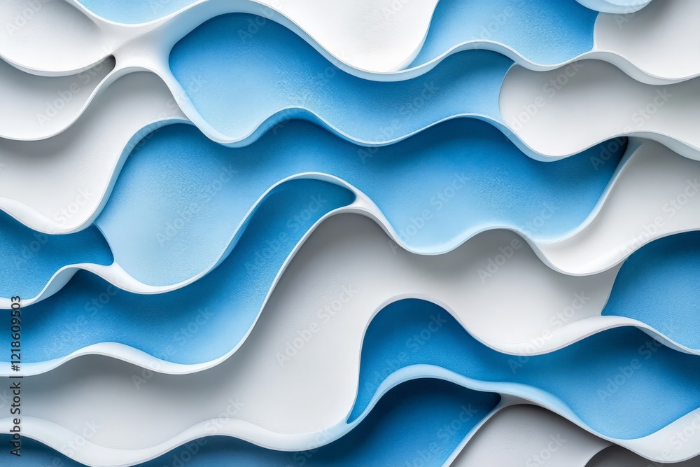 Abstract wave-like pattern in blue and white textures on a surface with dynamic curves and depth Abstract wave-like pattern in blue and white textures on a surface with dynamic curves and depth