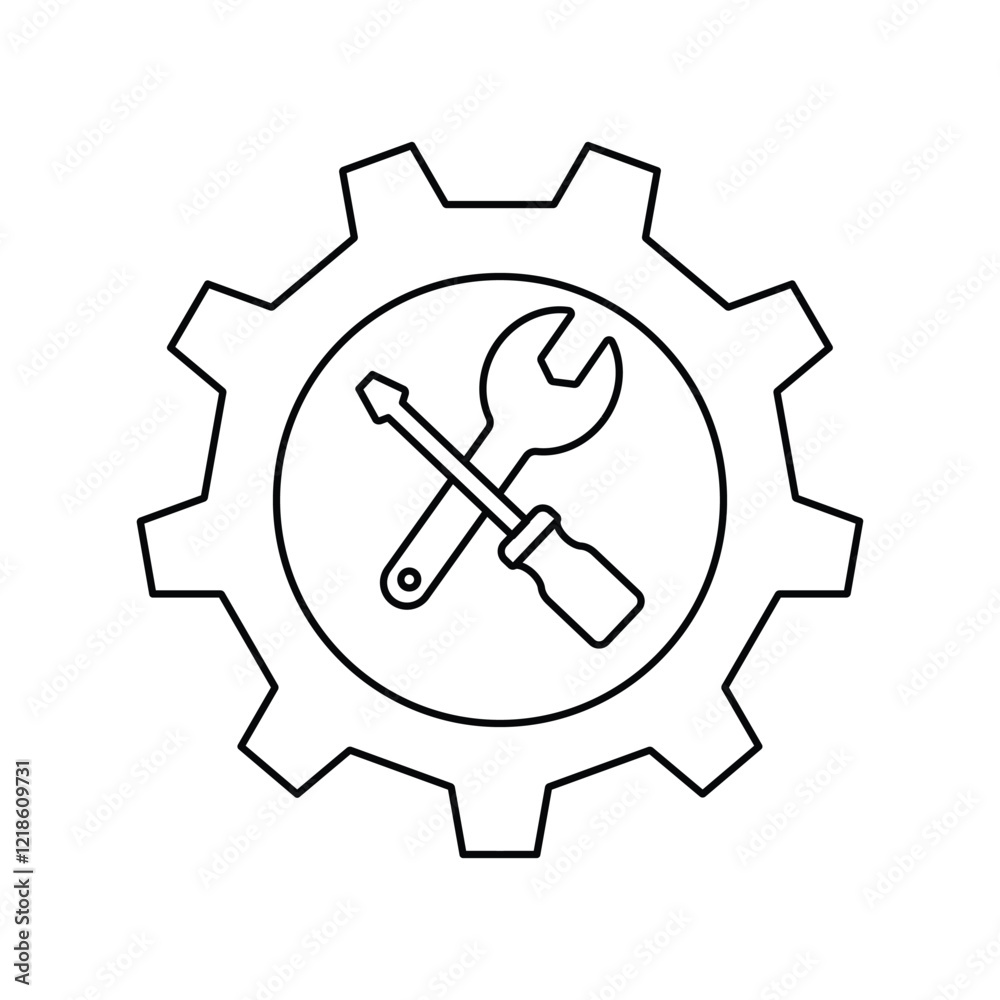 Settings line icon with white background vector stock illustration Settings line icon with white background vector stock illustration