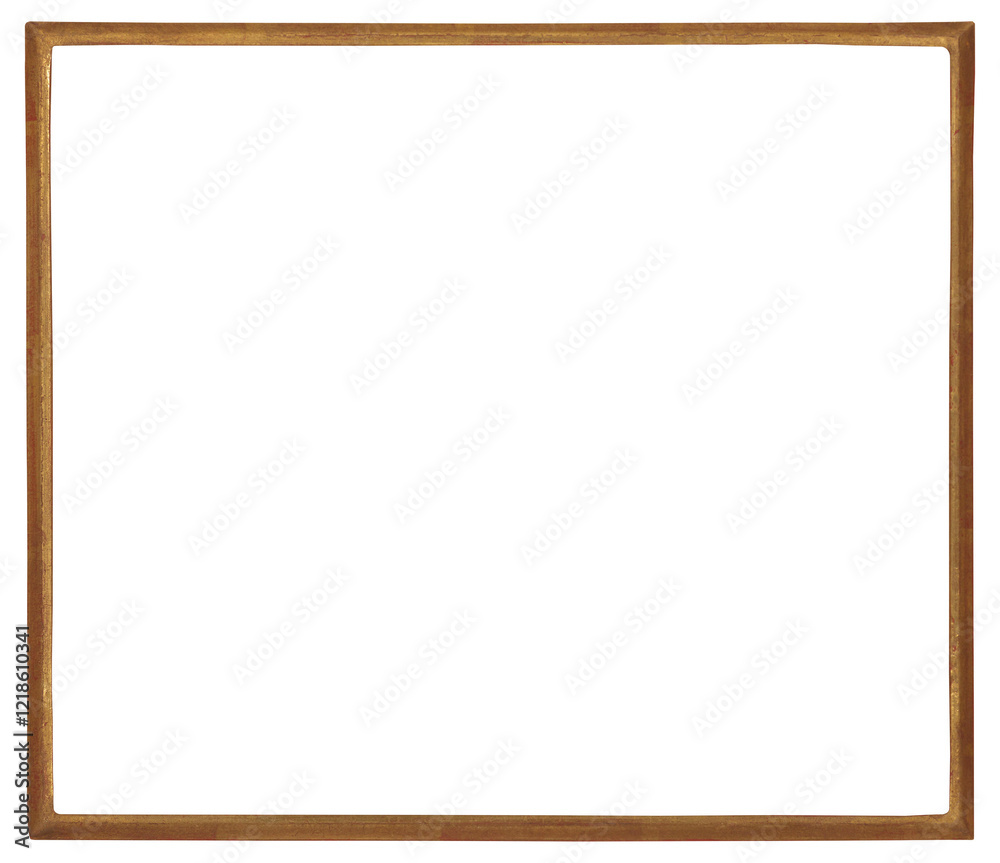 Obraz premium Narrow gold picture frame on a transparent background, in PNG format.