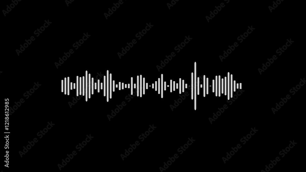 Waveform Audio ,spectrum voice, Isolated on transparent background. white audio waveform spectrum animation, alpha channel.
