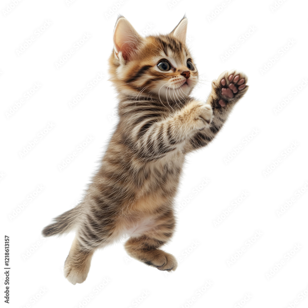 Obraz premium Playful kitten on a transparent background indoor setting action shot