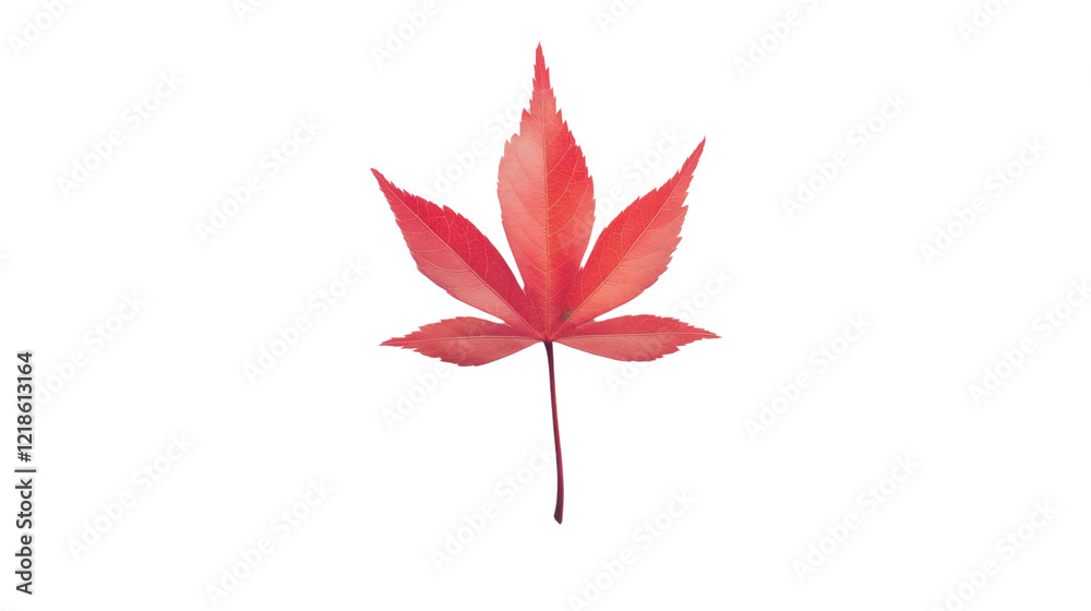A red leaf of cannabis on transparent background A red leaf of cannabis on transparent background