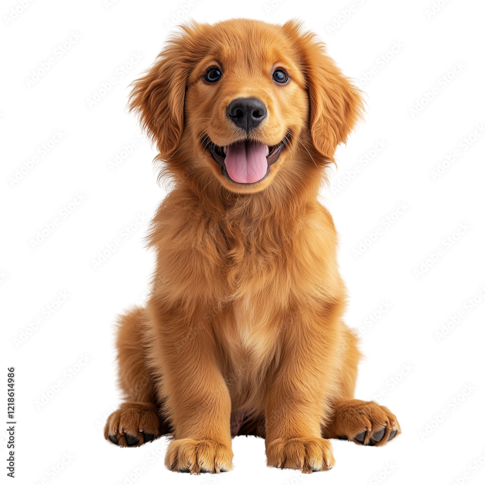 Playful golden retriever puppy on a transparent background cute pet portrait Playful golden retriever puppy on a transparent background cute pet portrait
