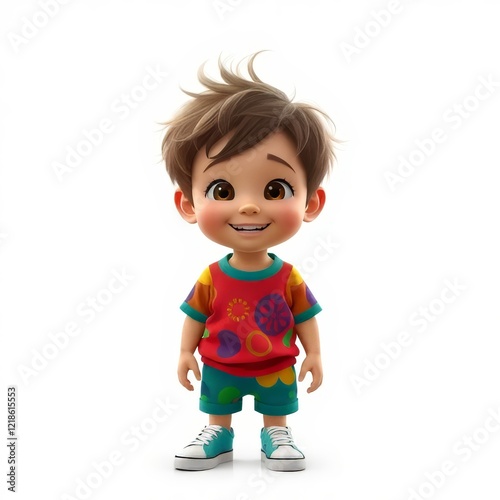3d cartoon cute boy isolated on white background