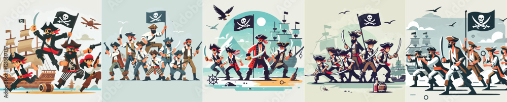 Obraz premium vector image of pirates in action