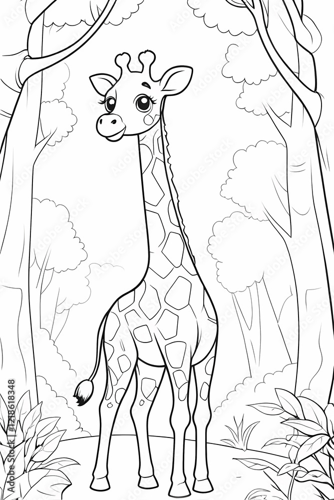 Fototapeta premium Cute Jungle Animals Coloring Pages