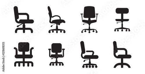 Office chair icons set stock illustration