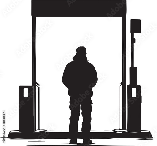 silhouette of a doorman