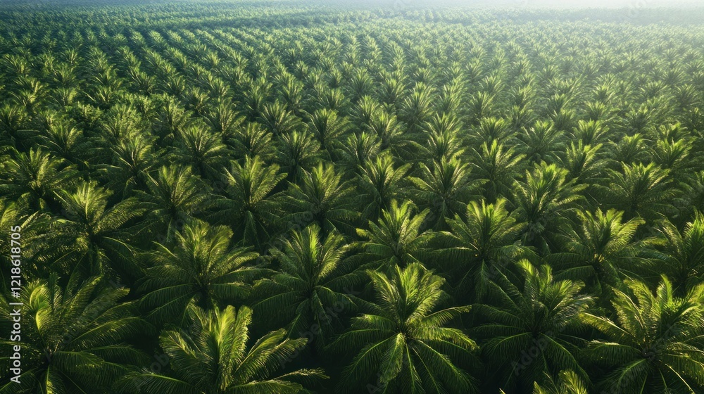 Obraz premium Arial view of palm plantation at east asia