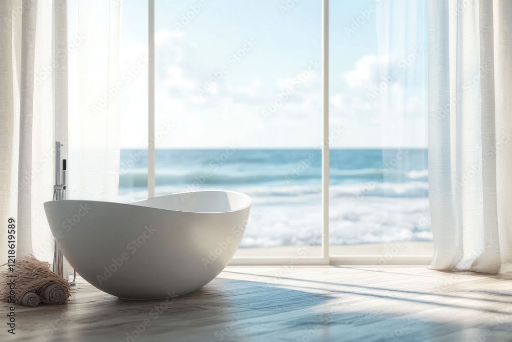 Modern Freestanding Bathtub Ocean View Luxury Bathroom Modern Freestanding Bathtub Ocean View Luxury Bathroom