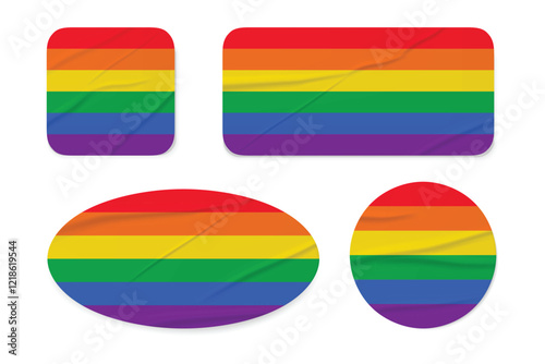 Free Download LGBT Pride Rainbow Stickers. Glue-on, wrinkled stickers or labels in rainbow colors - GFXLoad