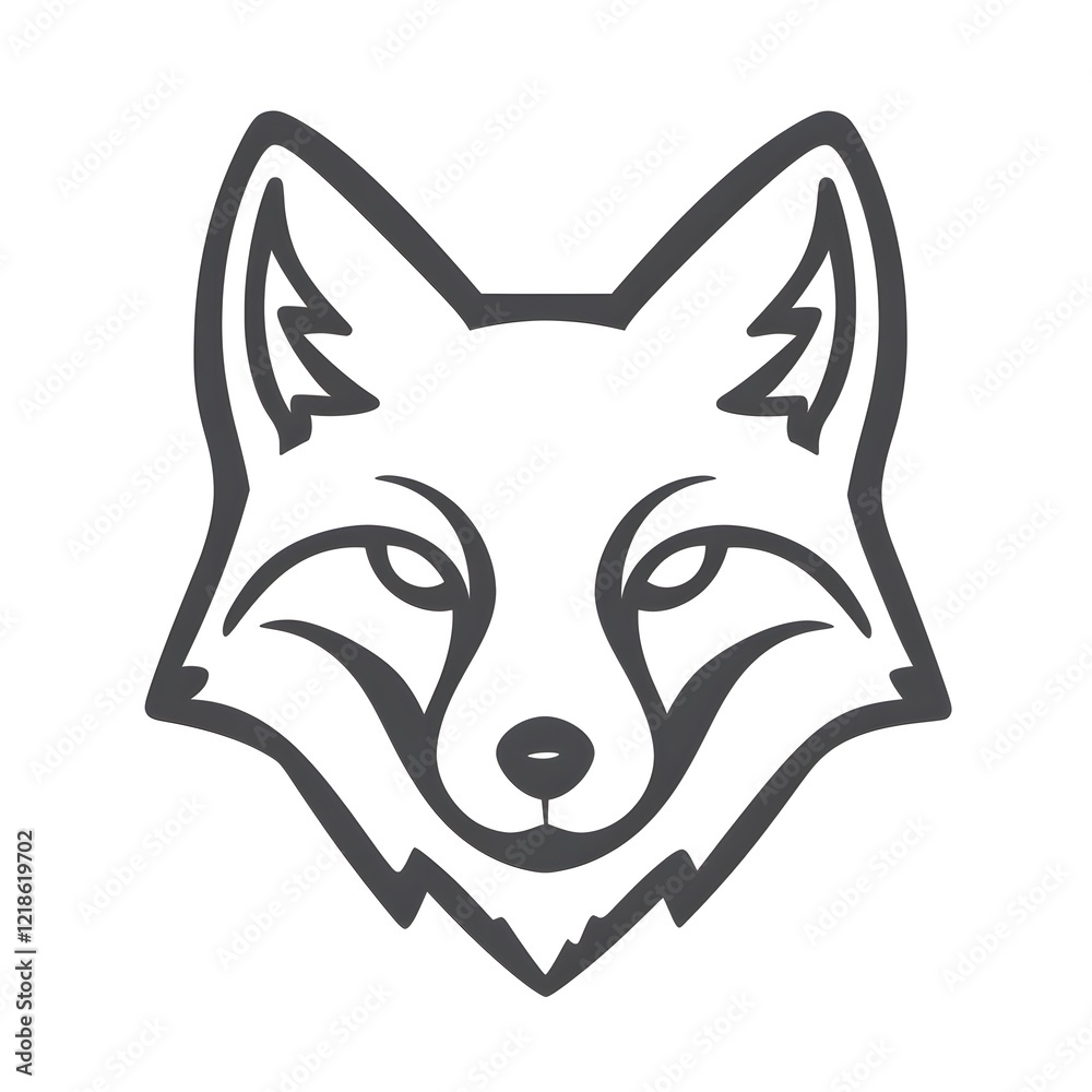 Fototapeta premium Simple Animal Fox Cartoon Face Wildlife Line Outline Icon Symbol