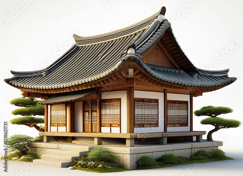 Traditional Korean House 3D, 한국 전통가옥, 기와집, 기와, 대보름, 보름, 시골, 시골집, 처마, 목조건축물, 목조 주택, 한국, korea, 건축, 중국, asia, 석탑, 정자, 문화, 건물, 고대, 대한민국, 전통, 여행, 신앙, 일본어, 지붕, 궁, 공원, 동부 지방, 뜰, 불교, 구조, 소나무 photo