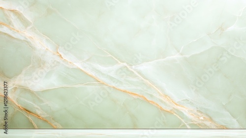 Elegant marble surface featuring soft green hues and subtle gold