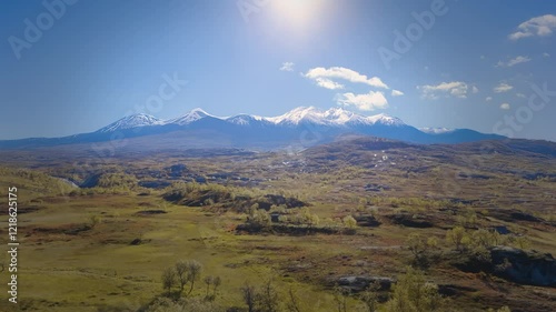 Beautiful Nordic Mountain autumn landscape, partly AI-edited