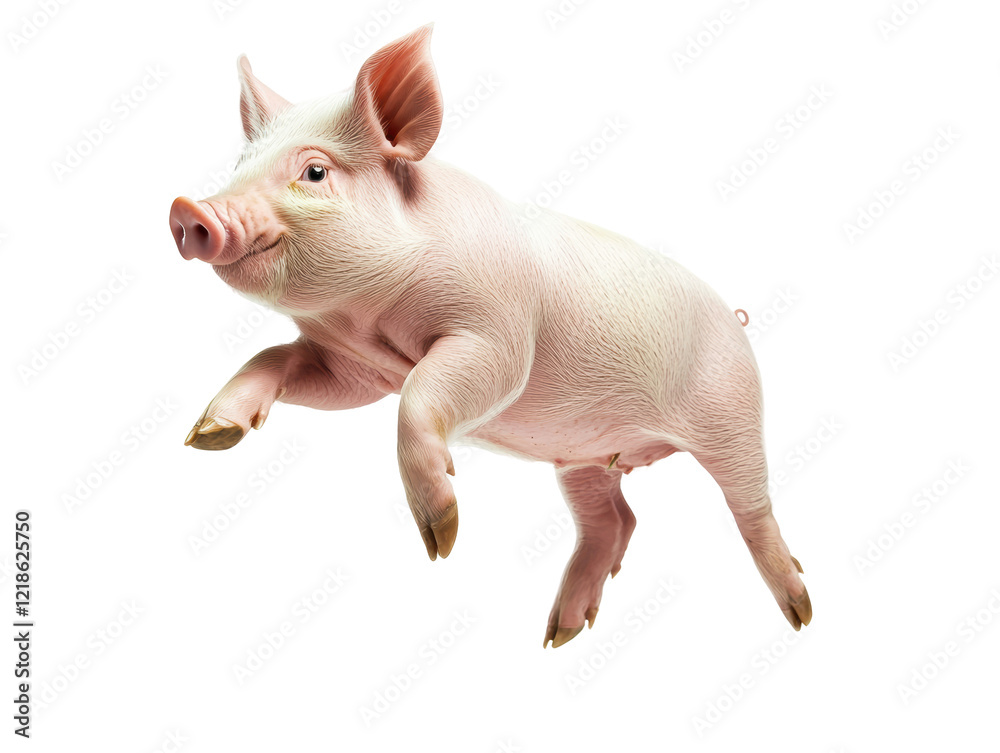 Isolated Leaping Piglet