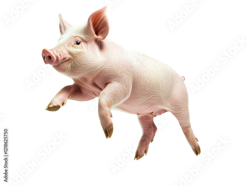 Isolated Leaping Piglet