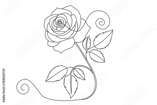 Wallpaper Mural The minimalist design of this elegant rose flower is ideal for floral art, beauty, and romance themes, and is drawn with one continuous line. Torontodigital.ca