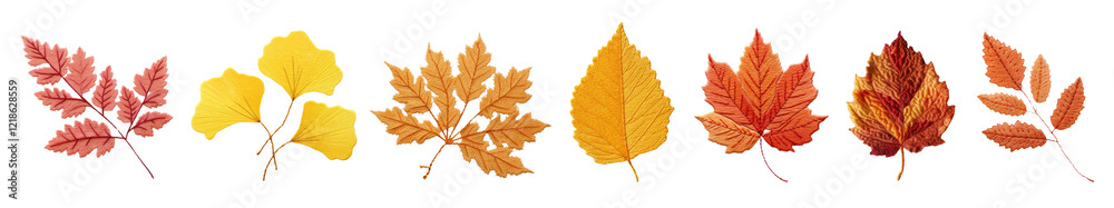 PNG Colorful autumn leaves illustration, isolated element set, transparent background PNG Colorful autumn leaves illustration, isolated element set, transparent background