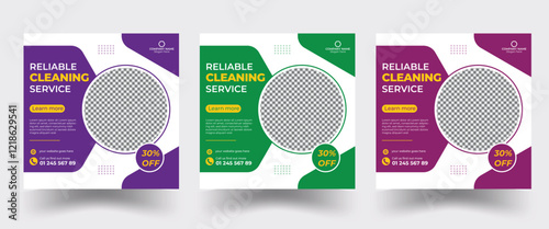 Reliable cleaning services social media post clean design  template