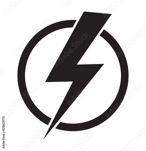 Lightning, electric power icon. Energy and thunder electricity symbol. Lightning bolt sign in the circle. 