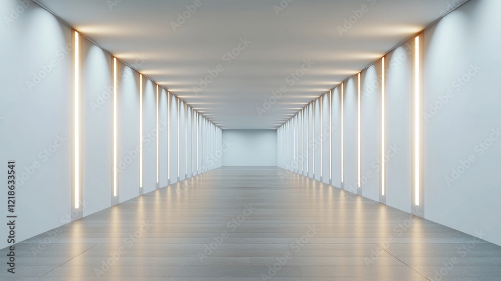 3D Rendering of a Modern Office Corridor Interior with a Blank Wall for Custom Artwork or Signage 3D Rendering of a Modern Office Corridor Interior with a Blank Wall for Custom Artwork or Signage