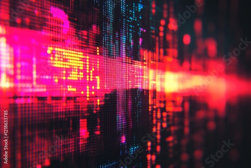 Wallpaper Mural Digital abstract pattern with vibrant colors and light reflections in a futuristic style Torontodigital.ca