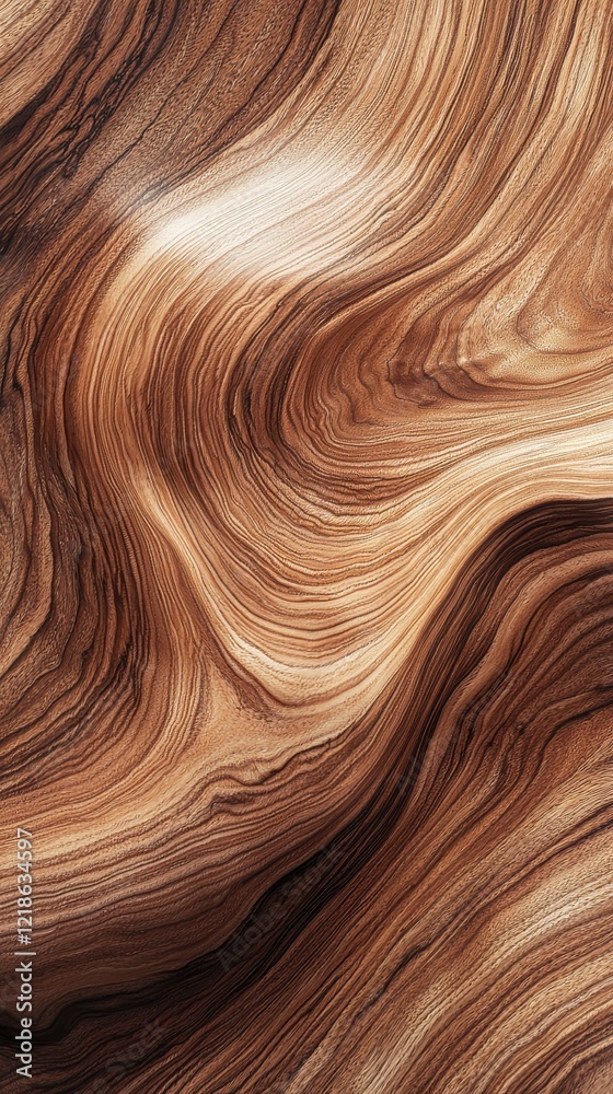 Obraz premium Polished walnut wood coffee table surface cozy living room macro shot natural grain beauty