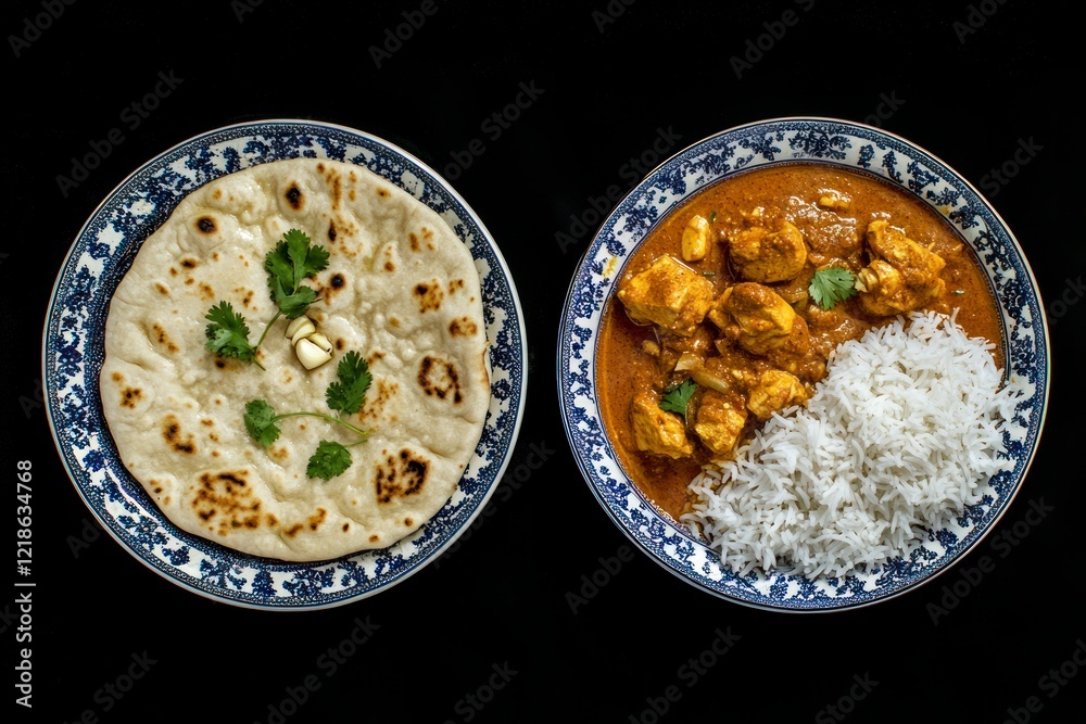 Delicious Chicken Tikka Masala with Naan and Rice Delicious Chicken Tikka Masala with Naan and Rice