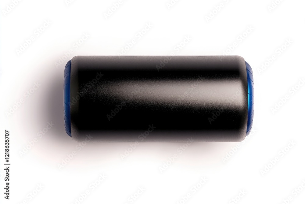 Sleek black cylindrical object with blue accents, exuding modern Sleek black cylindrical object with blue accents, exuding modern