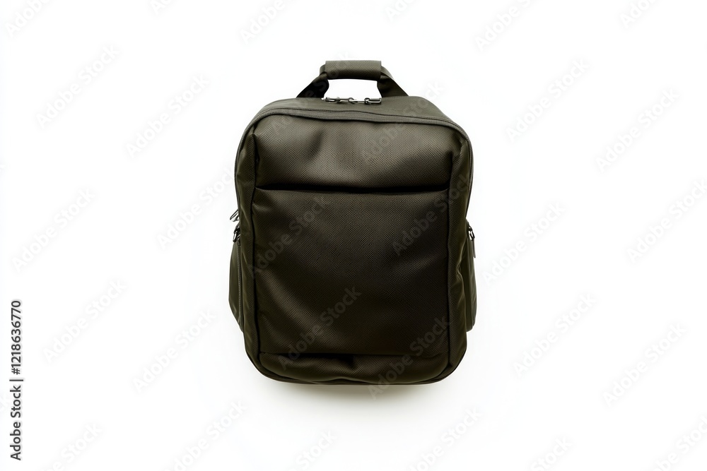 Fototapeta premium Sleek black backpack featuring multiple compartments for organiz