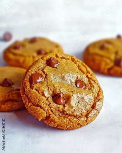Deliciously gooey chocolate chip cookies home kitchen food warm and inviting close-up irresistible treats