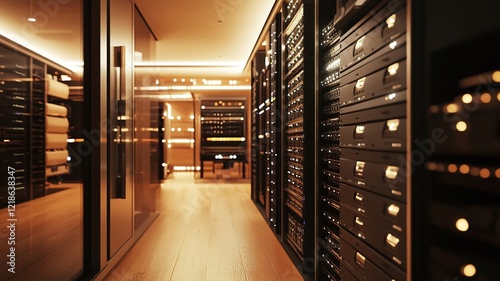 A data center room full of servers hardware