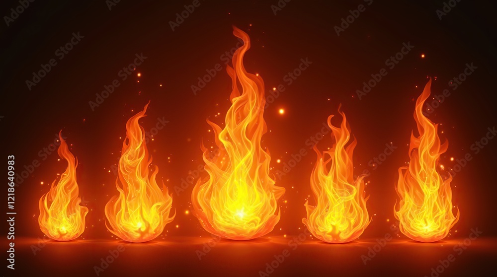 Fototapeta premium Bright and dynamic fire flames.