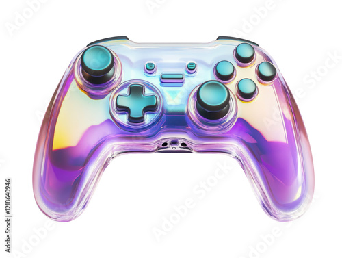 Obraz na płótnie Isolated Iridescent Transparent Game Controller w salonie