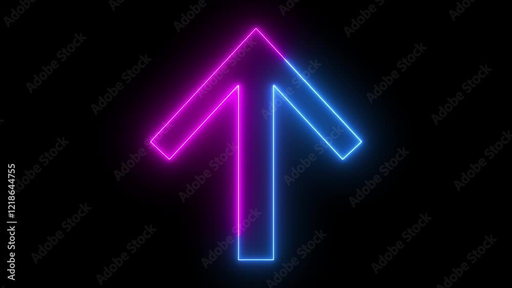 neon glowing pink blue color direction up arrow icon animation signal road sign traffic signal animated sign symbol on black background neon glowing pink blue color direction up arrow icon animation signal road sign traffic signal animated sign symbol on black background