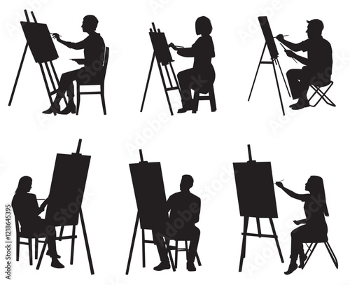 artist painting on canvas drawing silhouette 