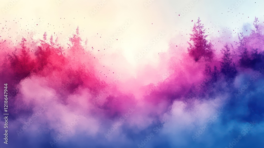 Obraz premium Enchanted Forest: A Dreamlike Landscape of Color and Mystery