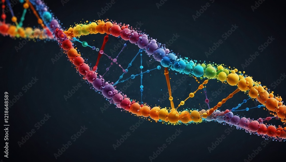 An abstract DNA helix made of connected dots and lines An abstract DNA helix made of connected dots and lines