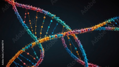 An abstract DNA helix made of connected dots and lines