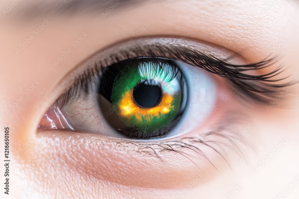 Obraz premium Eye with futuristic contact lens showcasing technology