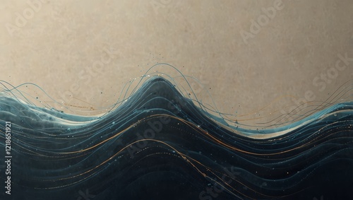 An artistic line wave sound signal, showcasing an audio frequency icon with flowing waves