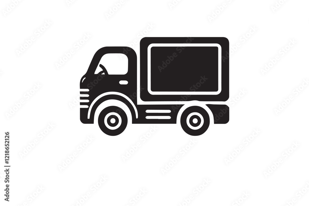 black and white simple delivery truck vector silhouette black and white simple delivery truck vector silhouette