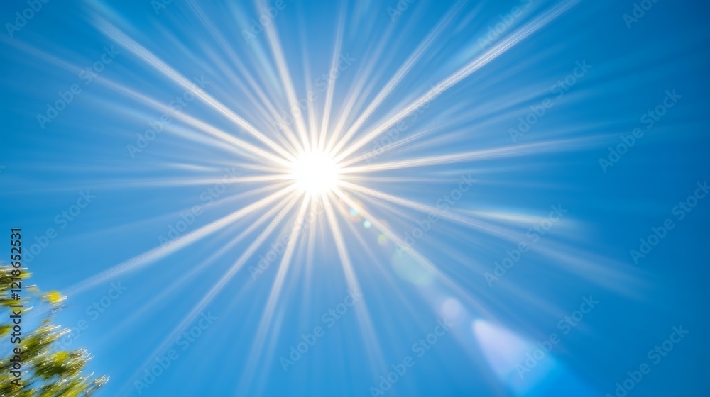 a bright, golden sun shining against a clear sky, with dramatic sun rays and subtle shadows a bright, golden sun shining against a clear sky, with dramatic sun rays and subtle shadows