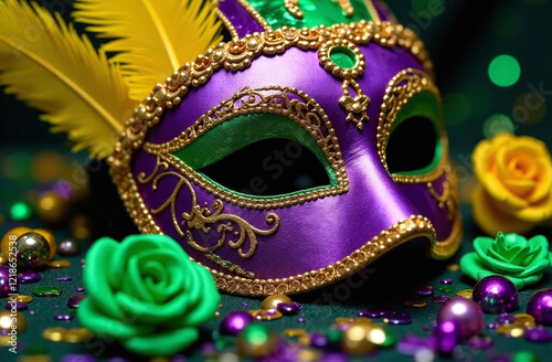 Mardi Gras. A colorful and elaborate Mardi Gras parade mask photo