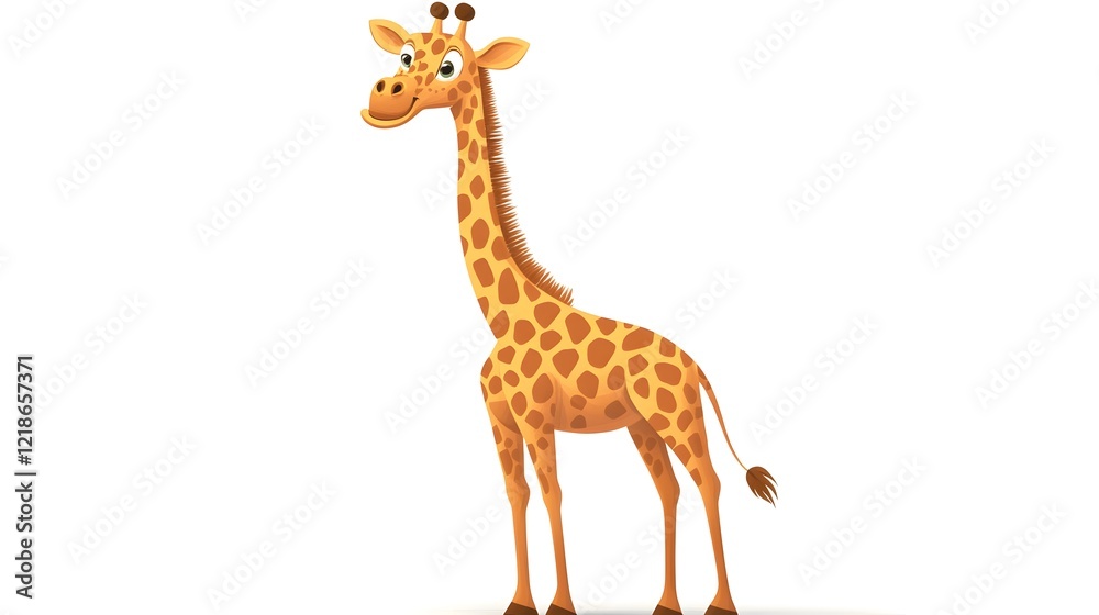 Naklejka premium Giraffe cartoon on white background