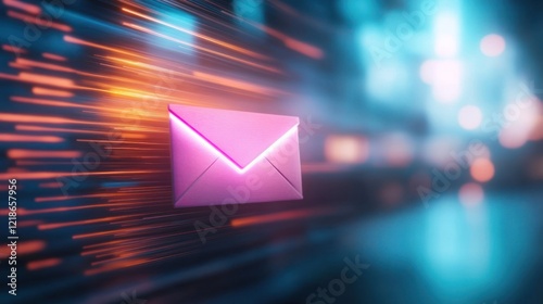 Fast-paced digital communication urban environment graphic neon dynamic viewpoint concept of speed