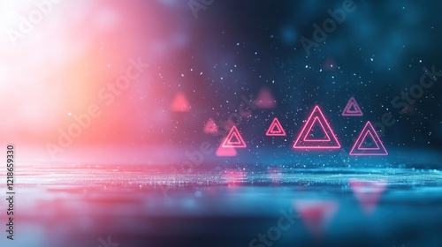 Illuminated geometric shapes in a futuristic environment abstract digital surreal viewpoint colors